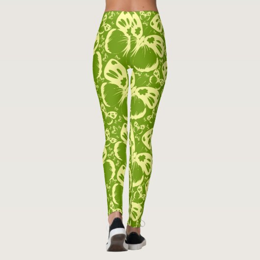 Vlinders Patroon Achtergrond Groen Leggings (Achterkant)