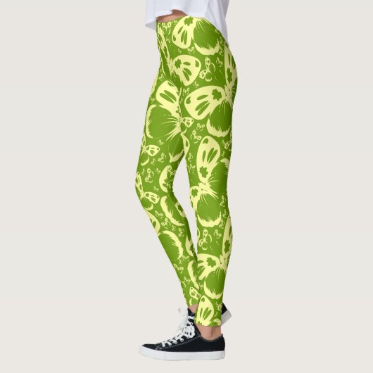 Vlinders Patroon Achtergrond Groen Leggings (Links)