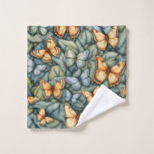 Vlinders Patroon Blauw Groen Geel tinten Bad Handdoek (Wasdoekje)