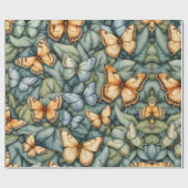 Vlinders Patroon Blauw Groen Geel tinten Cadeaupapier (Vlak)