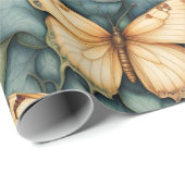 Vlinders Patroon Blauw Groen Geel tinten Cadeaupapier (Rol Hoek)