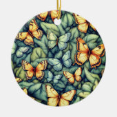 Vlinders Patroon Blauw Groen Geel tinten Keramisch Ornament (Voorkant)