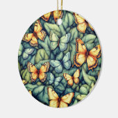 Vlinders Patroon Blauw Groen Geel tinten Keramisch Ornament (Links)