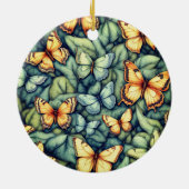 Vlinders Patroon Blauw Groen Geel tinten Keramisch Ornament (Achterkant)
