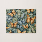 Vlinders Patroon Blauw Groen Geel tinten Legpuzzel (Horizontaal)