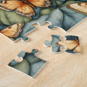Vlinders Patroon Blauw Groen Geel tinten Legpuzzel (Zijkant)