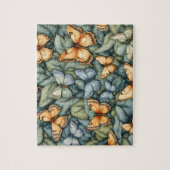 Vlinders Patroon Blauw Groen Geel tinten Legpuzzel (Verticaal)