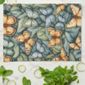 Vlinders Patroon Blauw Groen Geel tinten Theedoek (Gevouwen)