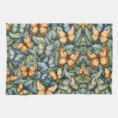 Vlinders Patroon Blauw Groen Geel tinten Theedoek (Horizontaal)