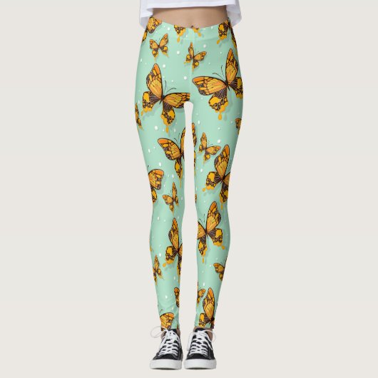 Vlinders patroon donker kleurrijk leggings (Voorkant)