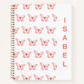 Vlinders perzik roos gouden naam notitieboek (Voorkant)