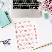 Vlinders perzik roos gouden naam notitieboek