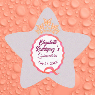 Vlinders Prinses Tiara Kroon Feest Vijftiende Ster Sticker