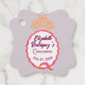 Vlinders Prinses Tiara Kroon Squiggle Quince Bedankjes Labels (Voorkant)