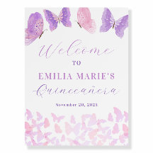 Vlinders Quinceañera 15e Verjaardag Party Sign