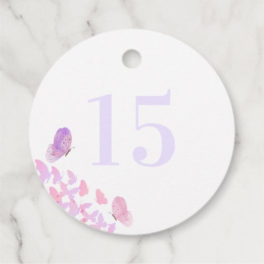 Vlinders Quinceañera Dank u Labels (Achterkant)