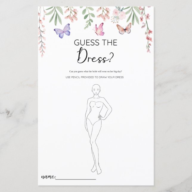 Vlinders Raad de Dress Vrijgezellenfeest Spel (Voorkant)