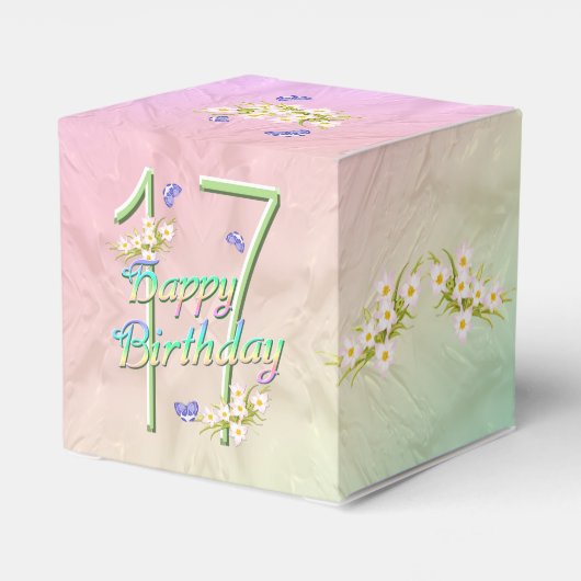 Vlinders Regenboog Bloem 17e Verjaardagsfeest Bedankdoosjes (Achterkant)