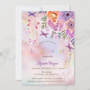 Vlinders Regenboog Bloem Baby Shower Kaart