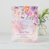 Vlinders Regenboog Bloemen Baby shower Kaart (Staand voorkant)