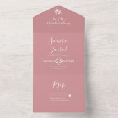 Vlinders Roos Aards Bruiloft All In One Uitnodiging (Binnen)