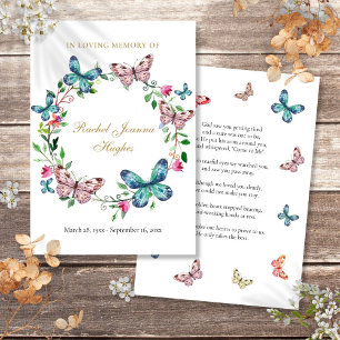 Vlinders Rouwherdenkingsgebed Gedicht Kaart