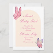vlinders roze baby shower save the date (Voorkant)