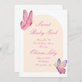 vlinders roze baby shower save the date (Voorkant / Achterkant)