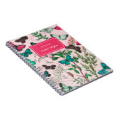   vlinders roze Blauwgroen naam Notitieboek (Rechterzijde)