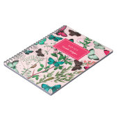   vlinders roze Blauwgroen naam Notitieboek (Linkerzijde)