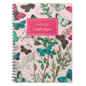   vlinders roze Blauwgroen naam Notitieboek (Voorkant)