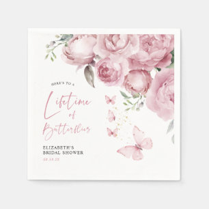 Vlinders Roze Bloemachtige Bruiloftsborrel Servet