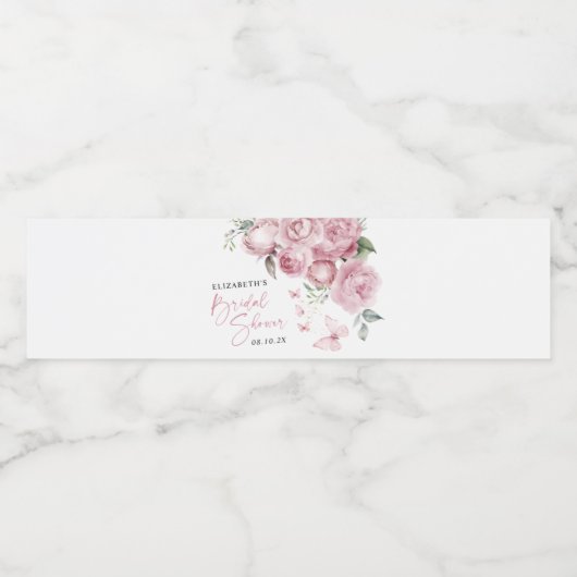 Vlinders Roze Bloemen Vrijgezellenfeest Party Waterfles Etiket (Enkel label)