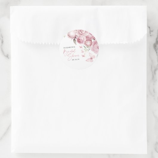 Vlinders Roze Bloemen Vrijgezellenfeest Ronde Sticker (Tas)