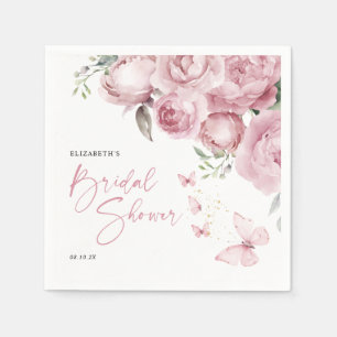 Vlinders Roze Bloemige Bruiloftsborrel Servet