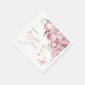 Vlinders Roze Bloemige Bruiloftsborrel Servet (Hoek)