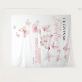 Vlinders Roze Blush Vrijgezellenfeest Achtergronde Wandkleed (Voorkant (horizontaal))