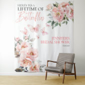 Vlinders Roze Blush Vrijgezellenfeest Achtergronde Wandkleed (In situ)