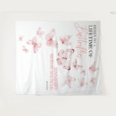 Vlinders Roze Blush Vrijgezellenfeest Achtergronde Wandkleed (Voorkant (horizontaal))