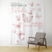 Vlinders Roze Blush Vrijgezellenfeest Achtergronde Wandkleed (In situ)