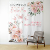 Vlinders Roze Blush Vrijgezellenfeest Achtergronde Wandkleed (In situ)