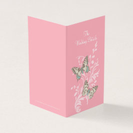 Vlinders roze bruiloft details schema kaart