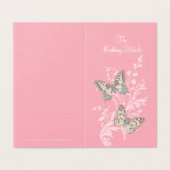 Vlinders roze bruiloft details schema kaart (Buitenkant ongevouwen)