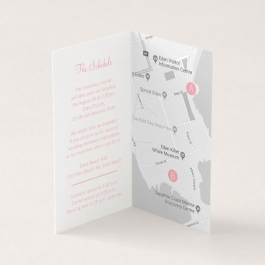 Vlinders roze bruiloft details schema kaart (Binnen)