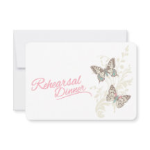 Vlinders roze bruiloft repetitie diner uitnodiging