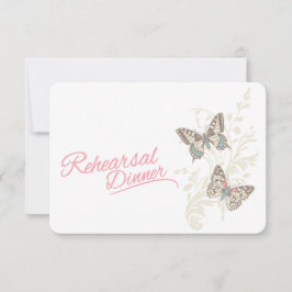 Vlinders roze bruiloft repetitie diner uitnodiging
