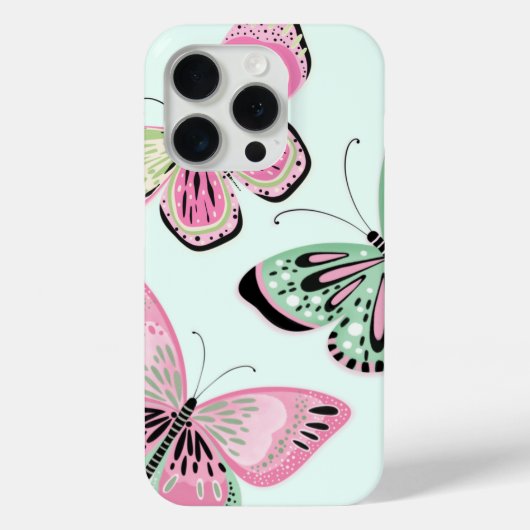 Vlinders roze en groen Case-Mate iPhone case (Achterkant)
