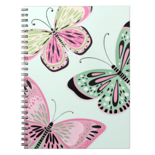 Vlinders roze en groen notitieboek