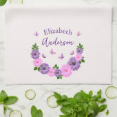 Vlinders Roze en Paars Theedoek (Gevouwen)