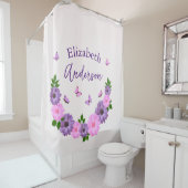 Vlinders roze en Paarse Douchegordijn (In situ)